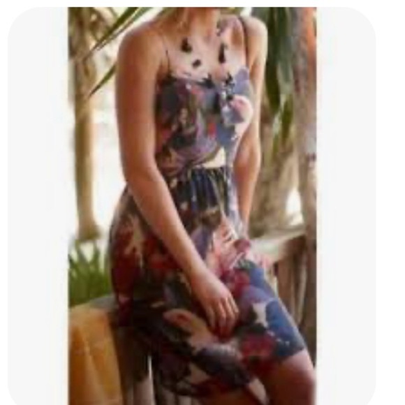 Anthropologie Moulinette Soeurs Reflecting Pool Silk Water Color Dress Floral 8 - Picture 1 of 13